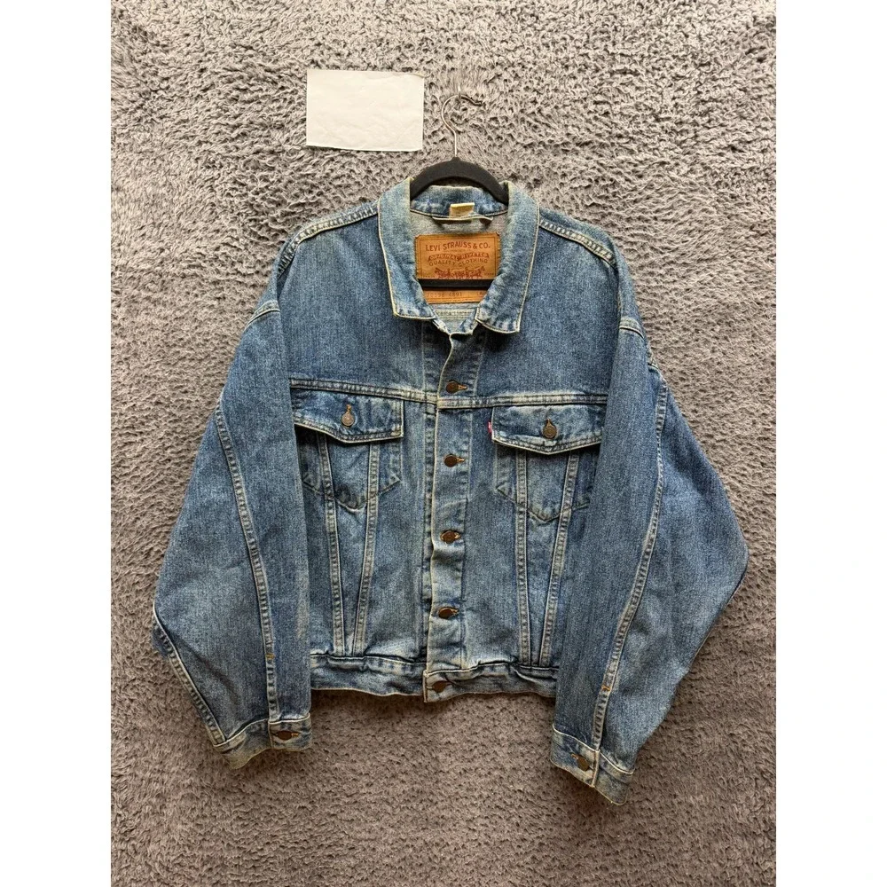 Vintage 90s Levis 70598-4891 Denim Trucker Jacket Blue Stonewash Men's Size L